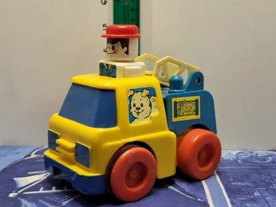 Vintage Unimax 1980 Toy Truck Red White Man Dog Press Head To Move - Image 1 of 3