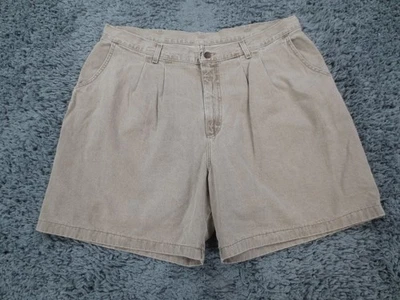 Vintage Lee Shorts Womens 24W Beige 100% Cotton Denim Pleated Union Made In USA - Image 1 of 4