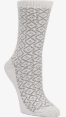 Cuddl Duds Womens Shoe Size 4-10 Aztec Boot Socks in Metallic Ivory/Gray 2442 - Image 1 of 4