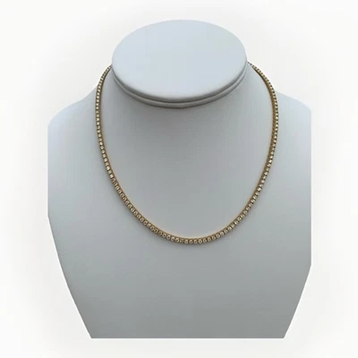 Теннисное ожерелье цепочка из желтого золота 14 карат с бриллиантами 7,50 TCW - 17 граммов - Изображение 1 из 4