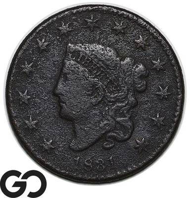 Centavo grande 1831, cabeza de corona, en muy buen estado oferta al por mayor: 75 Foto 1 de 3