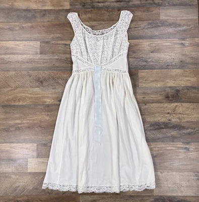 Camisón Barbizon para mujer 12 blanco seda nailon Dacron De Crepe Avant verdadero vintage Foto 1 de 4