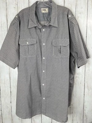 Free Planet Men's Shirt 4X Gray Geometric Print Button Up Short Sleeve Light - Image 1 of 4