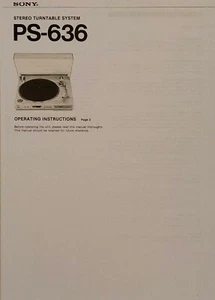Sony PS-636 - Sistema de tocadiscos estéreo - Instrucciones de funcionamiento - MANUAL DE USUARIO - Imagen 1 de 1