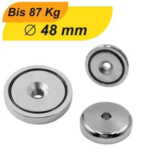 20 Stuck Neodym Magnete Loch Bohrung Senkung 48mm Magnet zum schrauben Scheibe - Bild 1 von 6