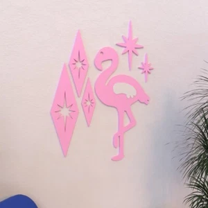 Atomic Flamingo Starburst Diamant Mitte des Jahrhunderts Modern Vintage Stil Kunst Wandkunst - Bild 1 von 18