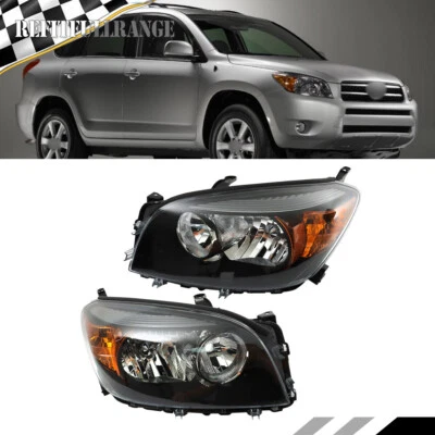 Halogen Left&Right Side Headlights For Toyota RAV4 2006 2007 2008 Black Housing - Image 1 of 4