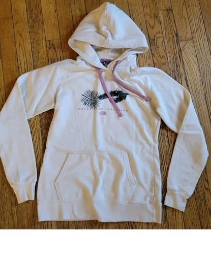 OFF WHITE Felpa donna con cappuccio The Northface Never Stop Exploring MED NUOVA CON ETICHETTE