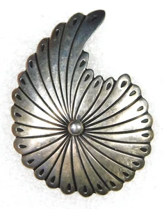 NATIVE AMERICAN STERLING Stamped Domed HANDMADE Vintage Swirl PIN - Picture 1 of 2