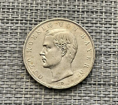 3 MARK 1913D  OTTO  BAYERN  GERMANY SILVERS XF-AU #A9 - Image 1 of 4