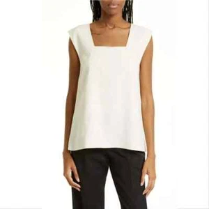 By Malene Birger Falda Square Neck Top Women's 42 Vanilla Sleeveless Pullover - Picture 1 of 12