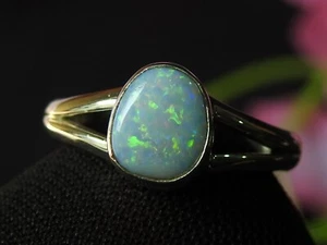 Australian Multi Fire Doublet Opal Handmade Sterling Silver Ring - Picture 1 of 9