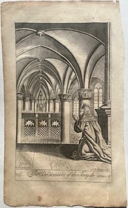 RARE ANTIQUE ENGRAVING RICHARD BLOME 337 YO "THE DEDICATION OF THE TEMPLE" 1688 - Foto 1 di 8