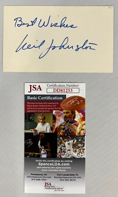 Neil Johnston Signed 3x5 Card JSA Certified w/COA HOF Philadelphia Warriors WOW! - Image 1 of 2