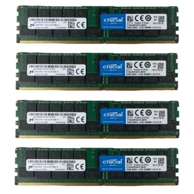 Crucial 128GB 4X32GB DDR4 2133MHz ECC Registered RDIMM Memory Ram CT32G4RFD4213 - Image 1 of 4