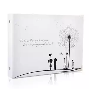 White Scrapbook Photo Album DIY Wedding Guest Book 50 Black Pages - Picture 1 of 7