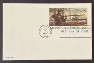 US Postal Card UX85 FDC Battle Kings Mountain 1980 10c - Picture 1 of 2