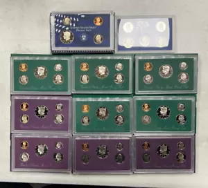 1990-1999 U.S. Proof Set Lot / Run Of 10 United States Mint Coins -ST580 - Picture 1 of 2