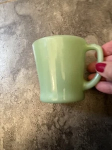 Fire King Oven Glas Jadeit Becher mit Griff signiert Made in USA Vintage - Bild 1 von 5