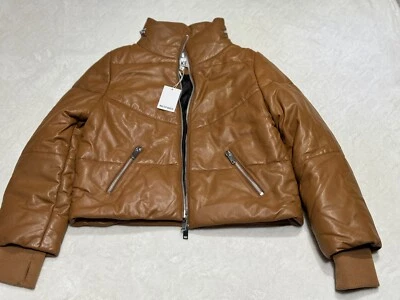 Walter Baker Edwina Lamb  Leather Puffer Jacket Women's Sizes L Brown - Image 1 of 4