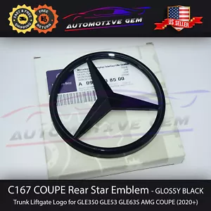 C167 COUPE Mercedes GLOSS BLACK Star Emblem Rear Trunk Lid Logo Badge AMG GLE53 - Picture 1 of 3