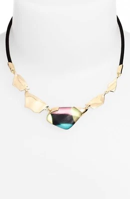 Collar babero Alexis Bittar de oro líquido y mosaico de cuero Lucite  Foto 1 de 3