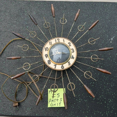 Vintage MCM United 1960s Starburst Atomic Sunburst Electric Wall Clock PARTS Cover