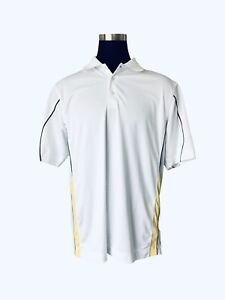 Cutter & Buck Mens Dry Tec Golf Polo Size XL White Yellow Short Sleeve Polyester