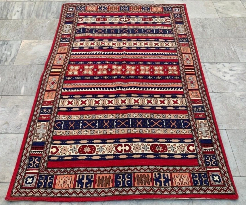 Vintage French Style Aubusson Rug Needlepoint Chain stitch Rug 4x6 ft Free Ship - Image 1 of 4