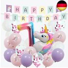 envami Einhorn Deko 7 Geburtstag I 32 Stk. - Einhorn Luftballon Helium - Deko 