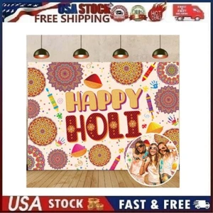 Happy Holi Backdrop Indian Colorful Graffiti Hindu Photography Background 7'x5' - Picture 1 of 16