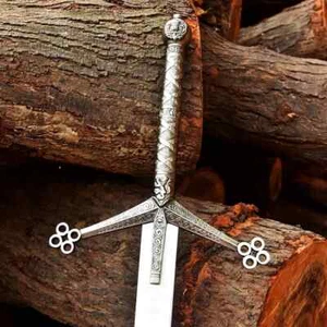 Espada Claymore Escocesa Hecha a Mano J2 Acero Highland Claymore Espada Medieval Negra - Imagen 1 de 9