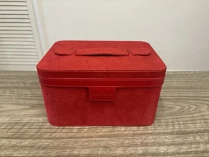 Clarins Paris scatola trucco rossa astuccio cosmetico toilette con specchio e manico - Foto 1 di 20
