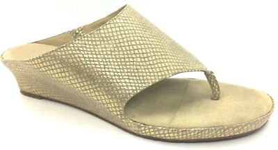 Tahari Mindy Nude Gold Slide Wedge Heels Sandals 9.5 M - Image 1 of 4