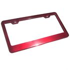 New Stainless Steel Powder Coated Red Chrome Car License Plate Frame Holder Tag 