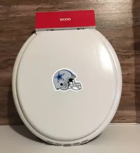 Dallas Cowboyhelm Logo Holz Standard WC Sitz weiß Höhle Badezimmer Dekor - Bild 1 von 1