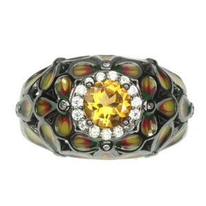 925 Sterling Silver Ring Round Citrine 6mm Natural Gemstone Jewelry Size 8 - Picture 1 of 10