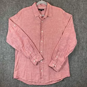 Banana Republic Leinenmischung Hemd Herren Large Langarm Rollriegel Knopfleiste rot - Bild 1 von 7