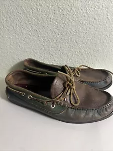 Vintage Yuketen Mens Size 10M Green Brown Loafers Moccasin Made In USA - Picture 1 of 14
