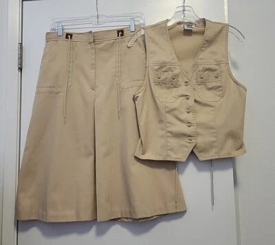 Vintage College Town Skirt and Vest Outfit Western Cowgirl Costume Medium Beige - Image 1 of 4