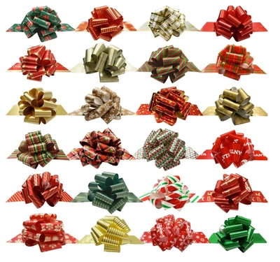 Best Christmas Gift Pull Bows Set in 24 Assorted Patterns Present Wrapping with - Image 1 of 4