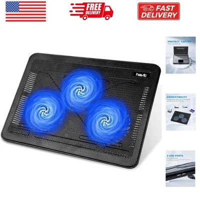 15.6"-17" Laptop Cooler Cooling Pad - Slim Portable USB Powered 3 Fans, Black... - Image 1 of 4