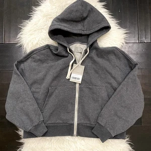 NEW Everlane Organic Cotton Full Zip Crop Hoodie Gray Women's Size M - Picture 1 of 4