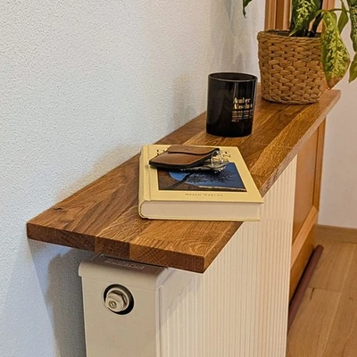 Schwebendes Heizungsbrett Eiche ohne Bohren– Handgefertigte Heizkörperablage - Bild 1 von 4