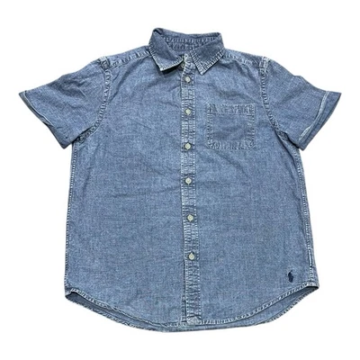 Polo Ralph Lauren Shirt Boys Large 14-16 Denim Chambray Button Up Short Sleeve - Image 1 of 4