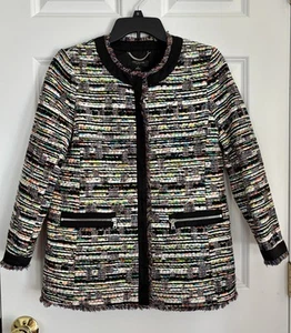 Giacca/Blazer Donna Ann Taylor Petite Small Tweed Multicolore Retrò Carriera - Foto 1 di 6