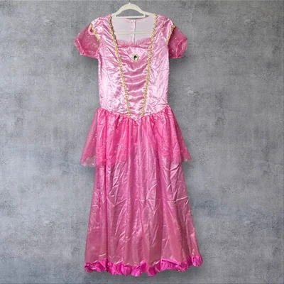 Princess Peach Costume Dress Long Pink Gold Trim Halloween Cosplay Size L Mario - Image 1 of 4