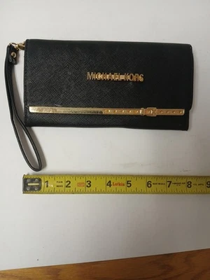 Michael Kors Vintage Women's Wallet Black With Gold Accents - Image 1 of 4