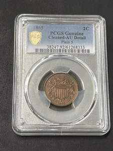 1865 2 CENT - PCGS ORIGINAL GEREINIGT AU DETAIL - SCHLICHT 5 - Bild 1 von 4