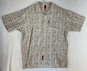 Vintage RARE Marc Ecko Unltd 72 AOP Faces Button Up Shirt Hip Hop Beige Y2K - Picture 1 of 11